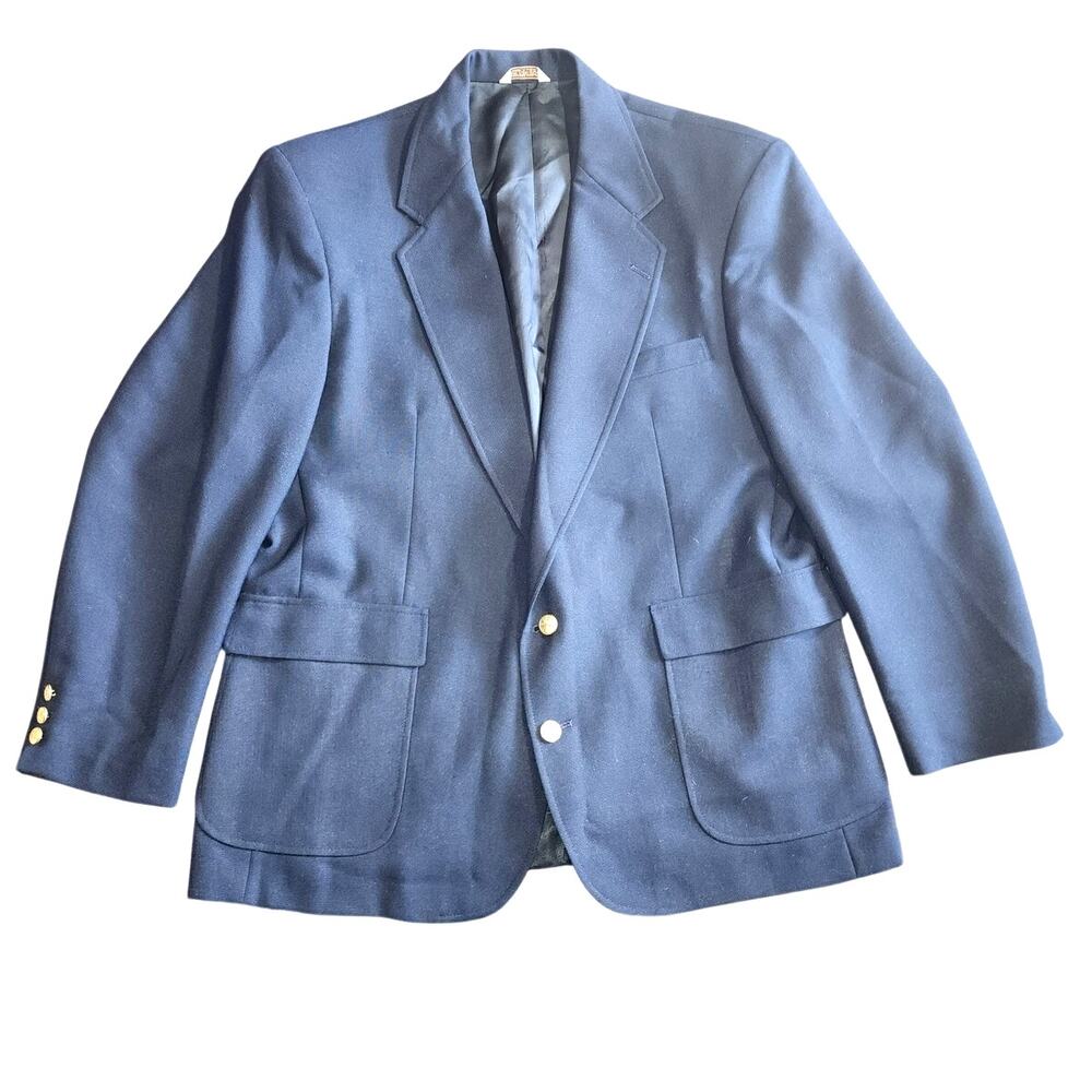 Vintage Wall Street Collection Men's Blue Suit Blazer with blue buttons Size 46R